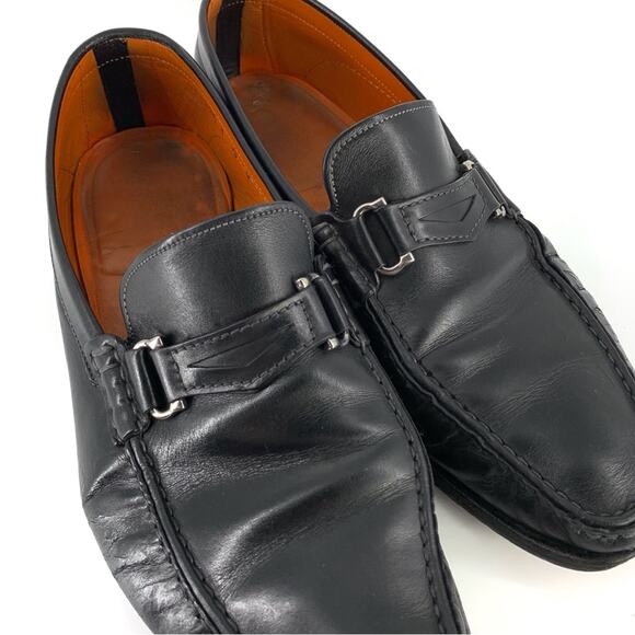SANTONI Horse Bit Loafer Moccasin Black Leather 9 D main image 10